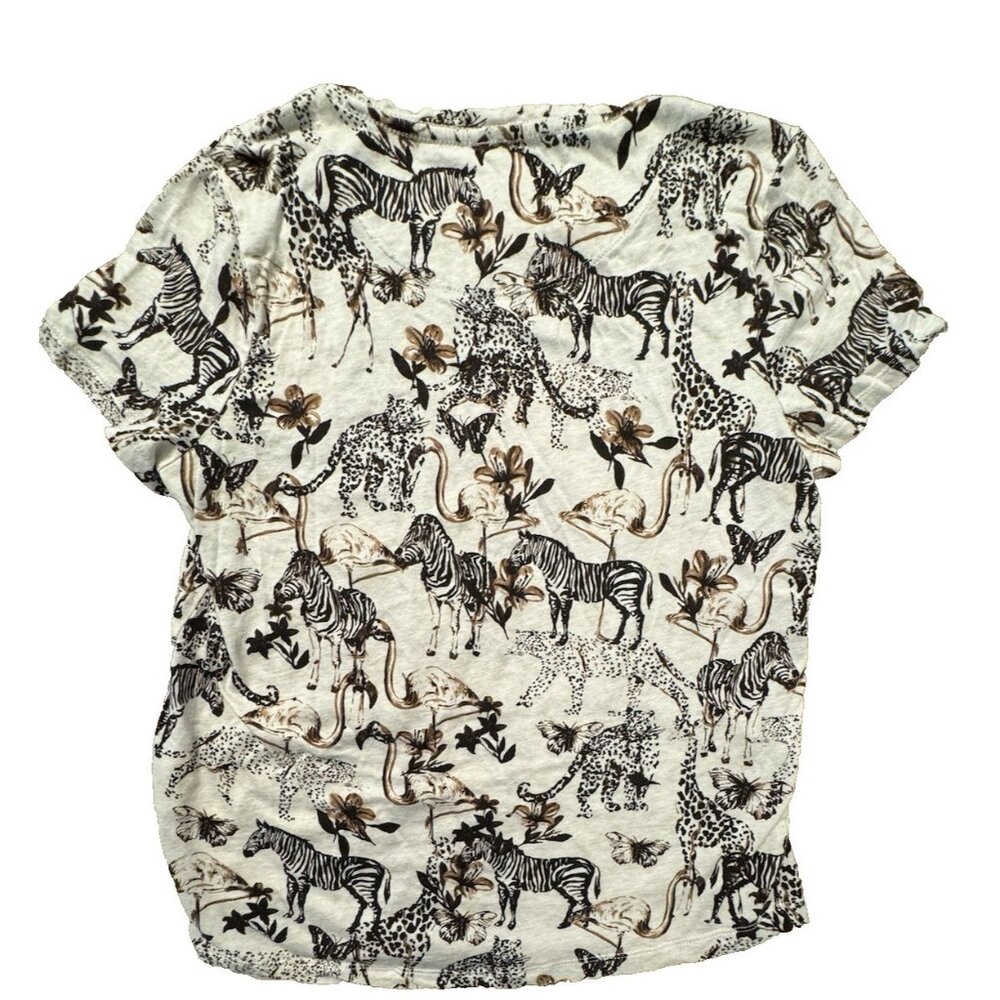 Anthropologie T-Shirt SMALL Padua Safari Print Short Sleeve Crew Neck Casual - Picture 10 of 11
